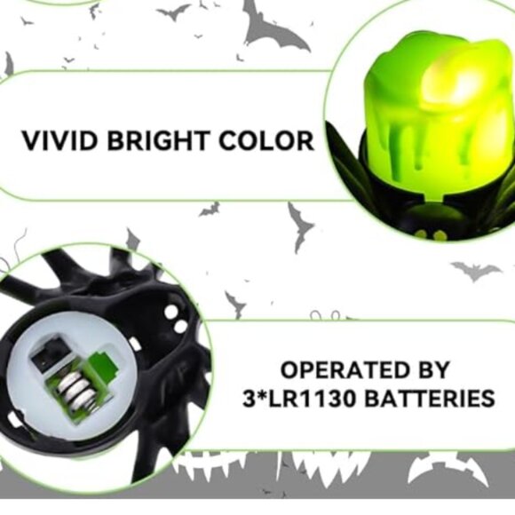 3PCS Halloween Spider Tea Lights Decoration – Battery Operated Flameless LED - Picture 5 of 8